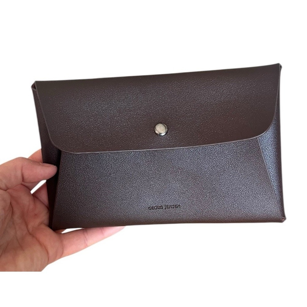 Georg Jensen Brown PVC Envelope Wallet Men's Travel Accessory Snap Front